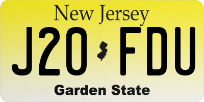 NJ license plate J20FDU