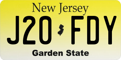 NJ license plate J20FDY