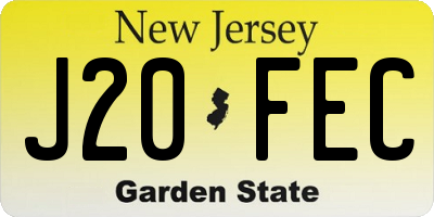 NJ license plate J20FEC