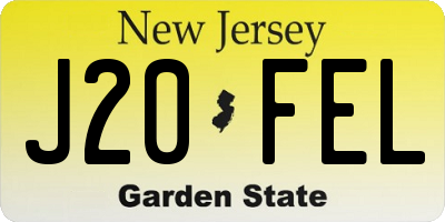 NJ license plate J20FEL