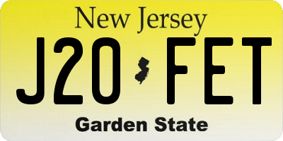 NJ license plate J20FET