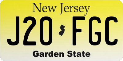 NJ license plate J20FGC