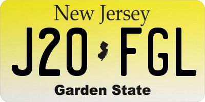 NJ license plate J20FGL
