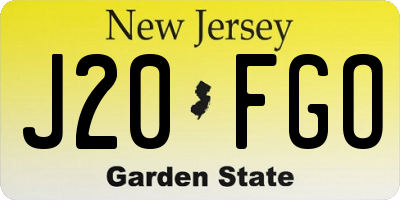 NJ license plate J20FGO