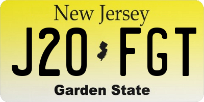 NJ license plate J20FGT