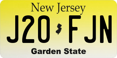 NJ license plate J20FJN