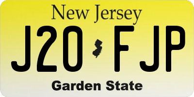 NJ license plate J20FJP