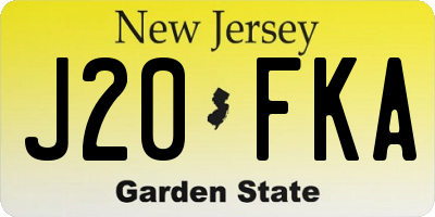NJ license plate J20FKA
