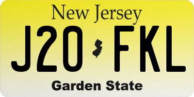 NJ license plate J20FKL