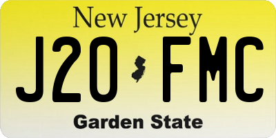 NJ license plate J20FMC
