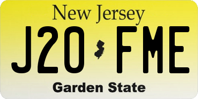 NJ license plate J20FME