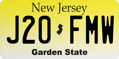 NJ license plate J20FMW