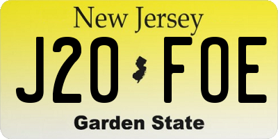 NJ license plate J20FOE
