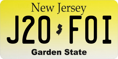 NJ license plate J20FOI