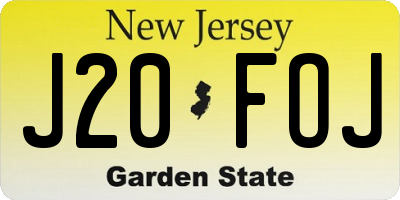 NJ license plate J20FOJ