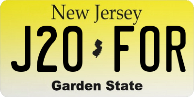 NJ license plate J20FOR