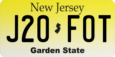 NJ license plate J20FOT