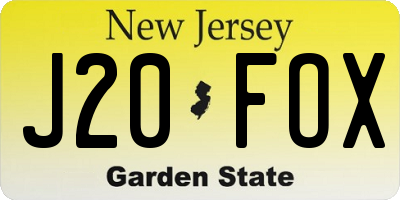 NJ license plate J20FOX