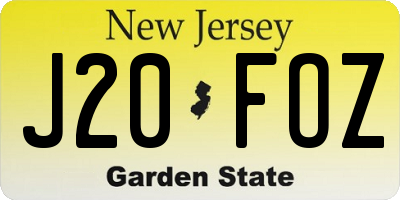 NJ license plate J20FOZ
