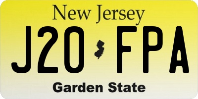 NJ license plate J20FPA