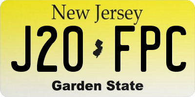 NJ license plate J20FPC