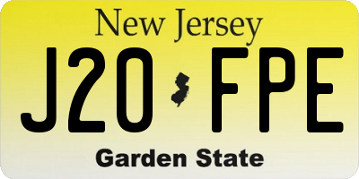 NJ license plate J20FPE