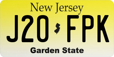 NJ license plate J20FPK