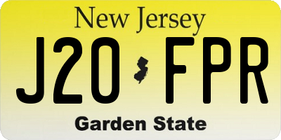 NJ license plate J20FPR