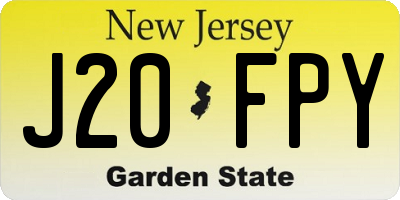 NJ license plate J20FPY