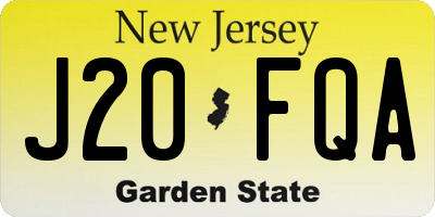 NJ license plate J20FQA