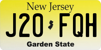 NJ license plate J20FQH