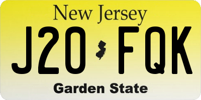 NJ license plate J20FQK