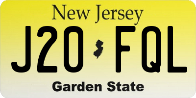 NJ license plate J20FQL