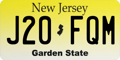 NJ license plate J20FQM