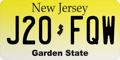 NJ license plate J20FQW
