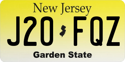 NJ license plate J20FQZ