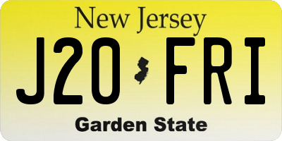 NJ license plate J20FRI