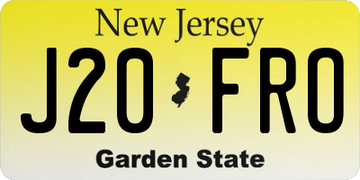 NJ license plate J20FRO