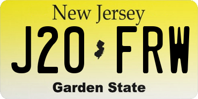 NJ license plate J20FRW