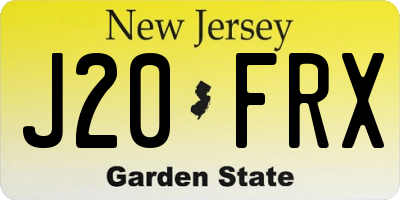 NJ license plate J20FRX