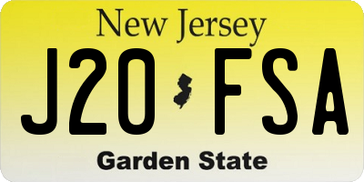 NJ license plate J20FSA