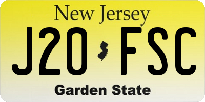 NJ license plate J20FSC