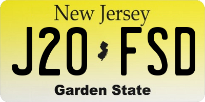 NJ license plate J20FSD