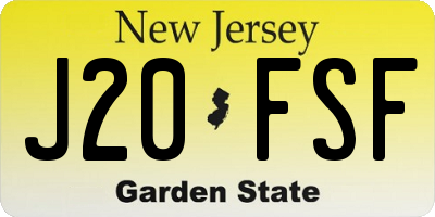 NJ license plate J20FSF