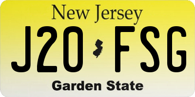 NJ license plate J20FSG