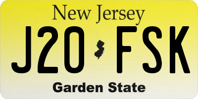 NJ license plate J20FSK