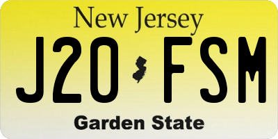 NJ license plate J20FSM