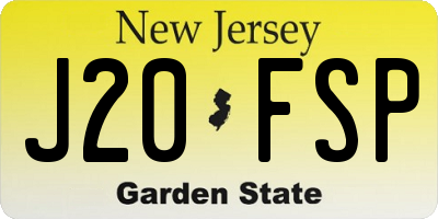 NJ license plate J20FSP
