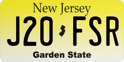 NJ license plate J20FSR