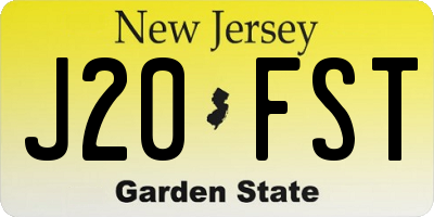 NJ license plate J20FST